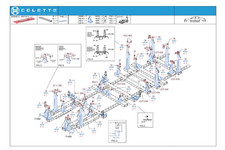 フレーム修正機用車種別専用アタッチメント（冶具）